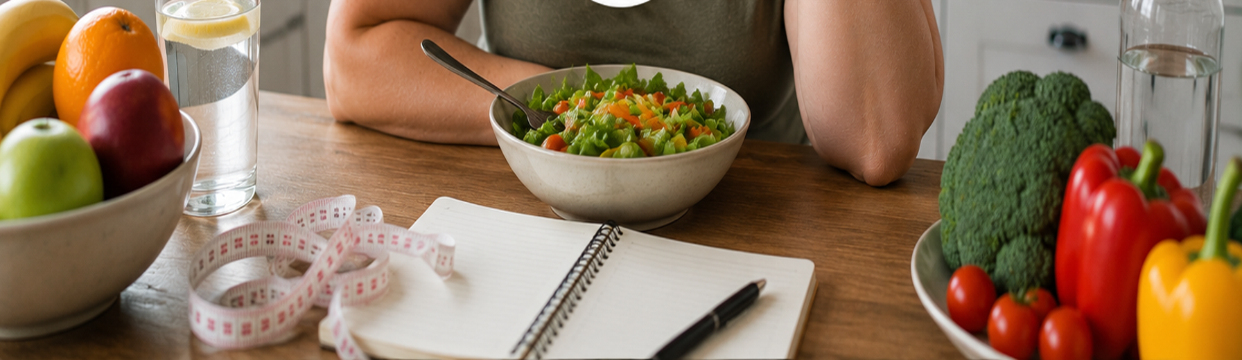 Healthy meal planning with salad and vegetables